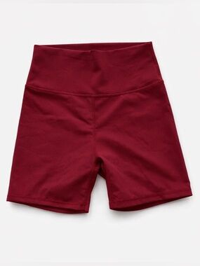 NWT Anthropologie Wilo The Label High-Waist Burgundy Ribbed Bike Shorts Size M